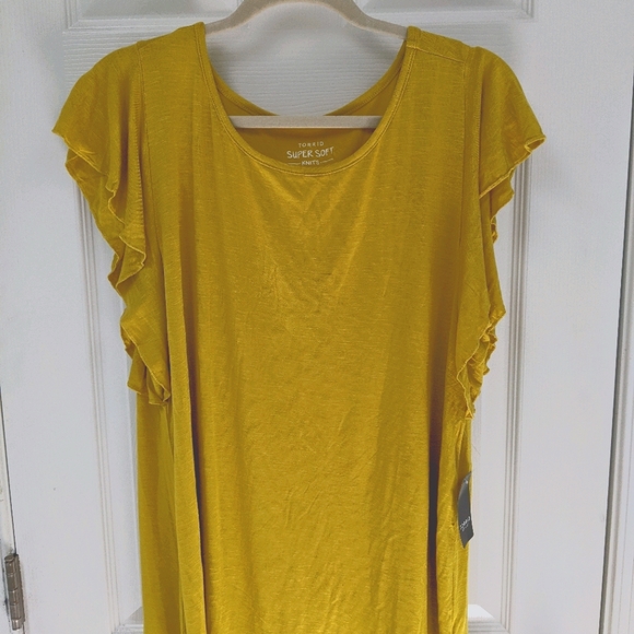 Super soft citrus ruffle sleeve top - Picture 3 of 3